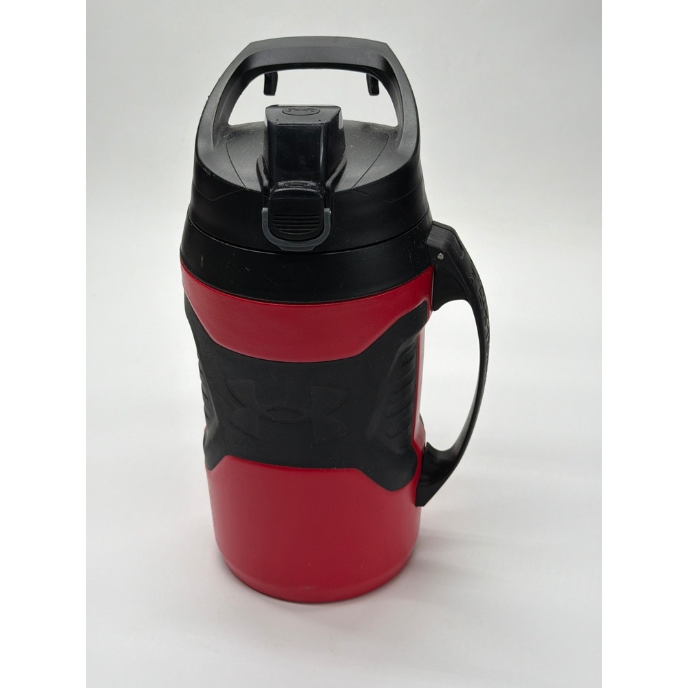 Under Armour 64oz Sideline Water Jug Red Black Insulated Foam Bottle Fence Hooks